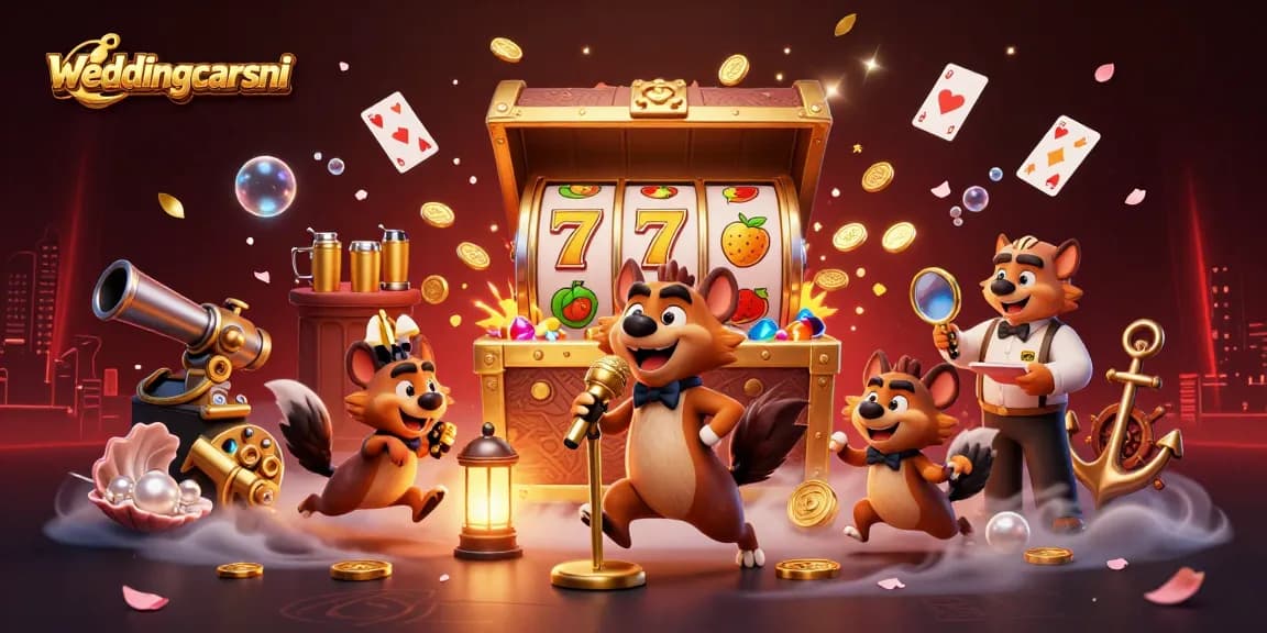 weddingcarsni hyenas entertain in a vibrant casino scene showcasing slots and comedic ambiance