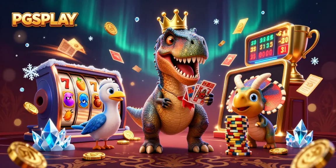 Engage with PGSPLAY's exciting 3D scene featuring characters and vibrant casino elements.