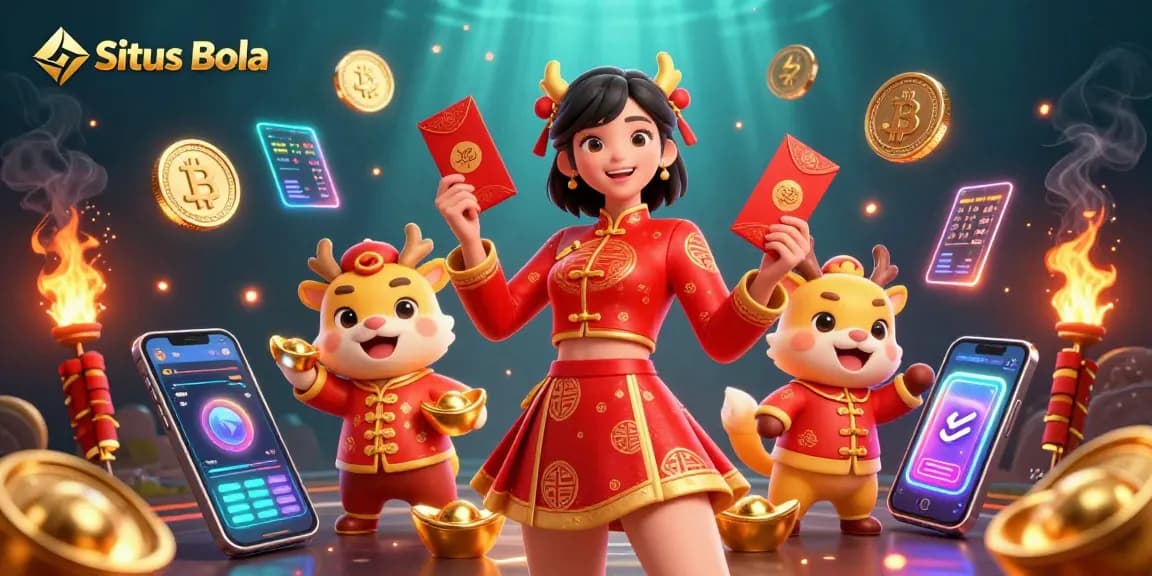 Situs Bola betting strategies illustrated by vibrant casino-themed artwork featuring a festive scene.