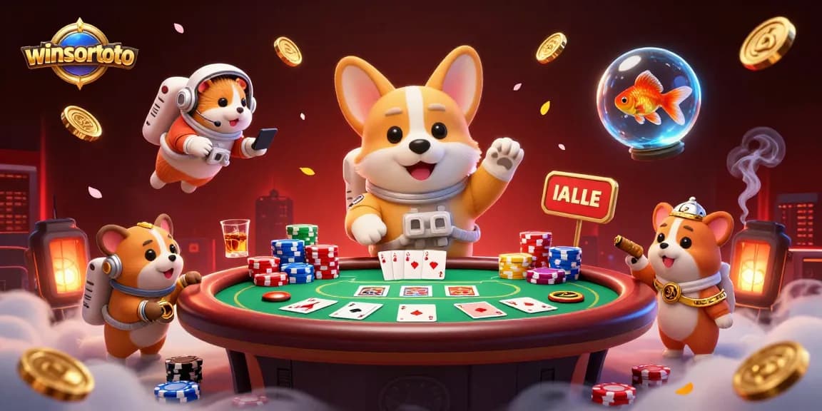 Experience winsortoto in this vibrant 3D illustration of a space casino environment with dynamic gaming elements.