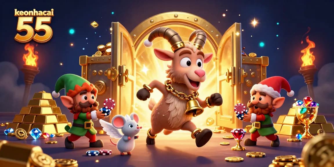 Players enjoy exciting moments at keonhacai 55 casino amid treasures and festive chaos.
