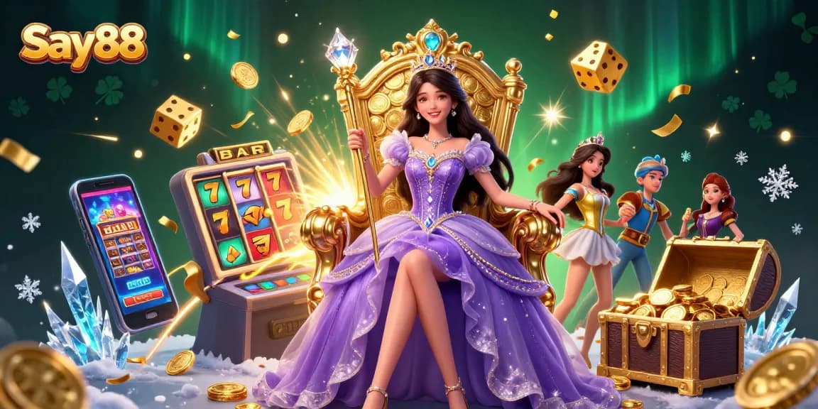 Experience thrilling gaming action with Say88 in this captivating casino illustration.