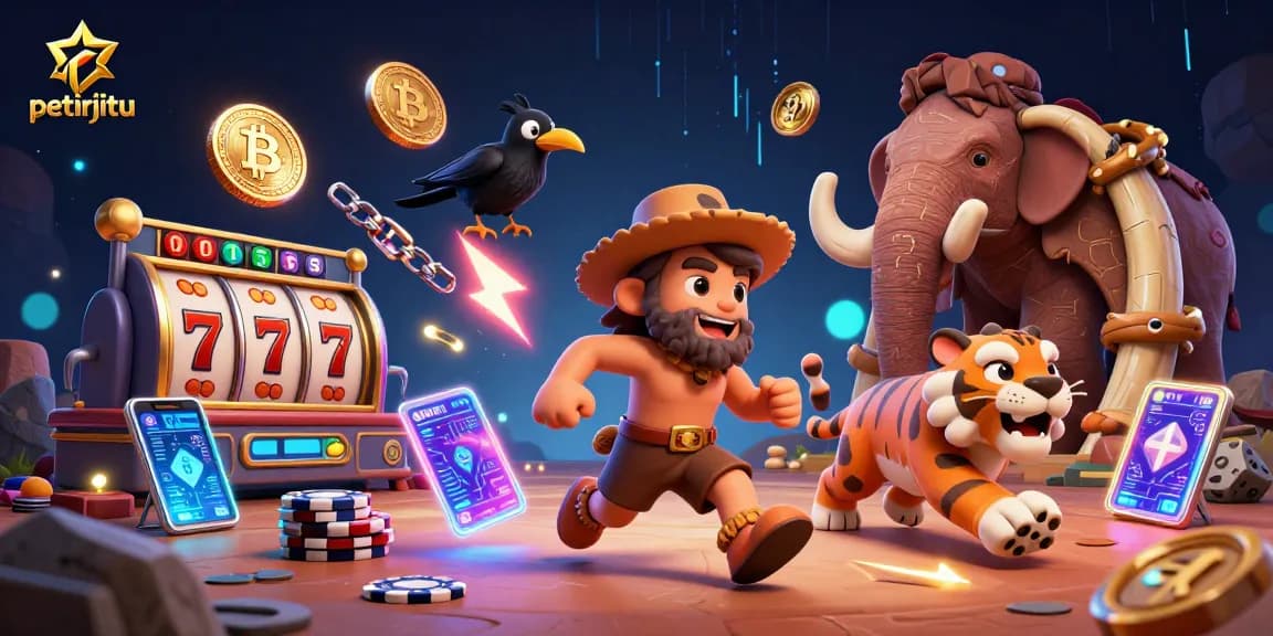 Mainkan petirjitu di kasino prasejarah dengan simbol jackpot dan chip poker