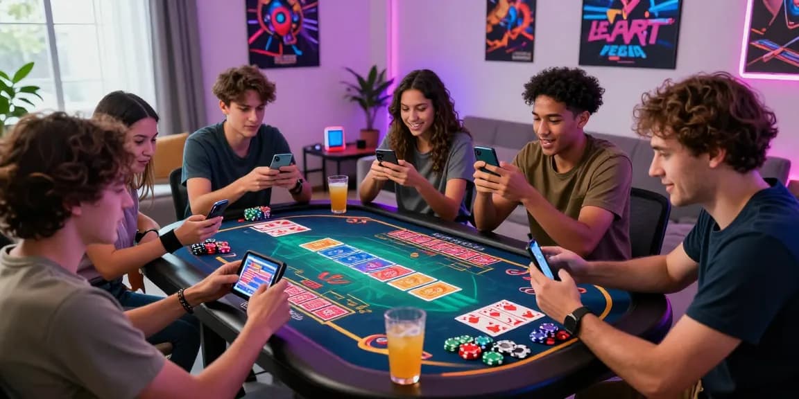 Teen Patti Vegas gameplay scene with diverse players in a vibrant gaming environment, evoking excitement and social interaction.