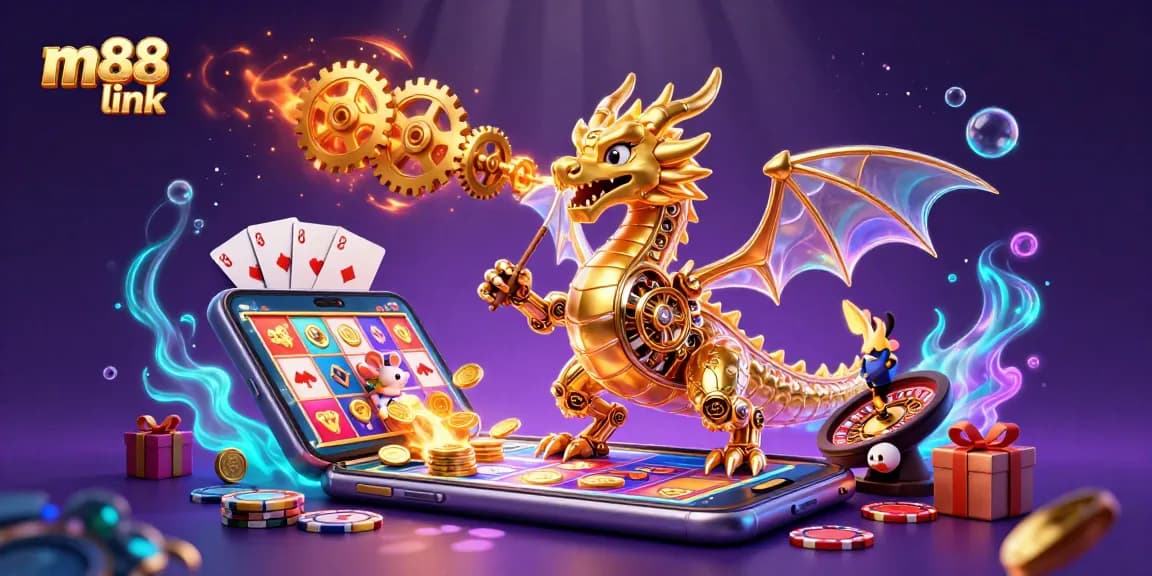 Experience thrilling gameplay with m88 link featuring a golden dragon and dazzling casino games.
