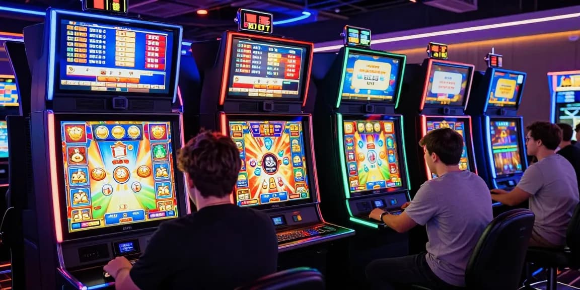 Pengalaman bermain slot gacor di kasino online dengan pemain aktif dan mesin slot berwarna cerah.