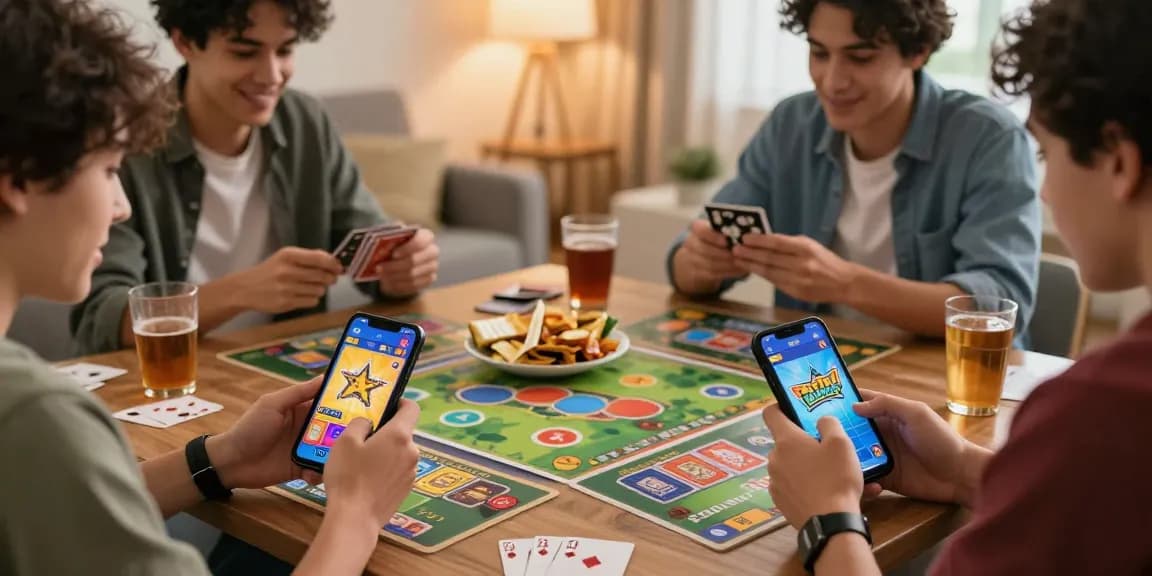 Friends playing 3 Patti Vegas APK in a lively living room, showcasing an Official link for downloads and gameplay excitement.
