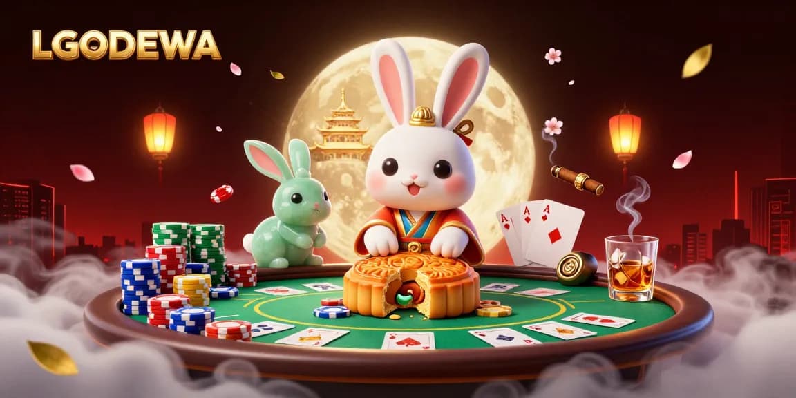 LGODEWA reveals poker chips from mooncakes in an engaging, vibrant lunar casino scene.