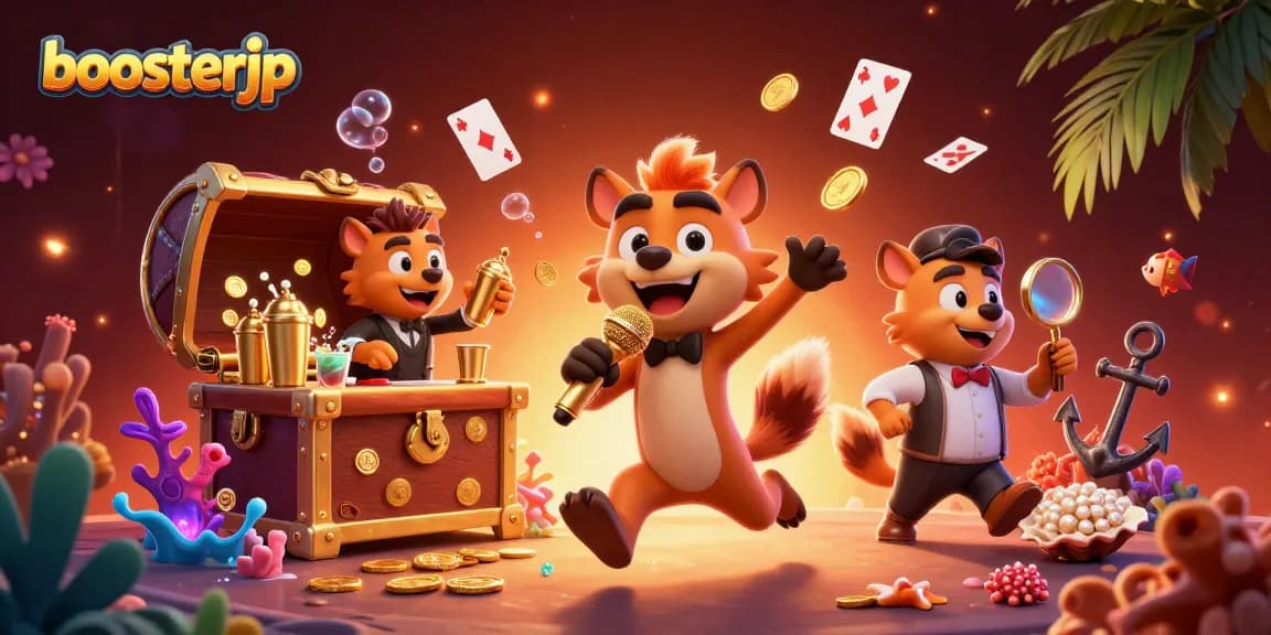 boosterjp offers an exciting scene of hyenas in a comedy casino club, creating laughter and fun.