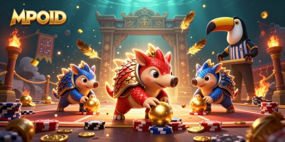 MPOID brings thrilling slot action with rival pangolins and dynamic game elements in an exciting 3D illustration.