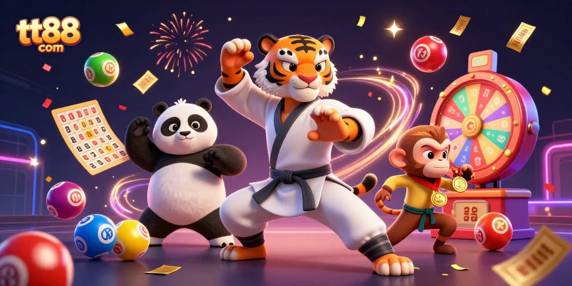 Experience thrilling gameplay at tt88 com with an ultra-detailed 3D illustration of a kung fu master, depicting gambling excitement.