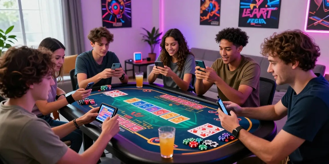 Teen Patti Vegas gameplay scene with diverse players in a vibrant gaming environment, evoking excitement and social interaction.