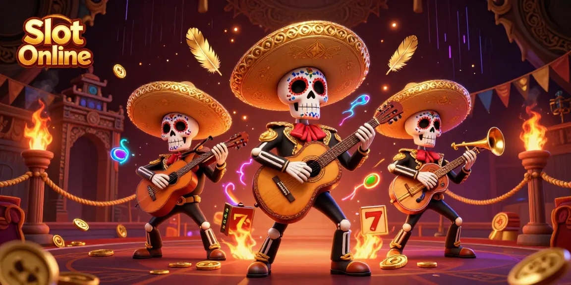 Spin the reels for big wins at Slot Online with entertainment from a mariachi band.