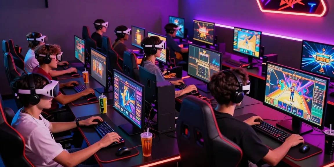 Pengalaman bermain pawangslot dengan pemain antusias di ruangan permainan modern.