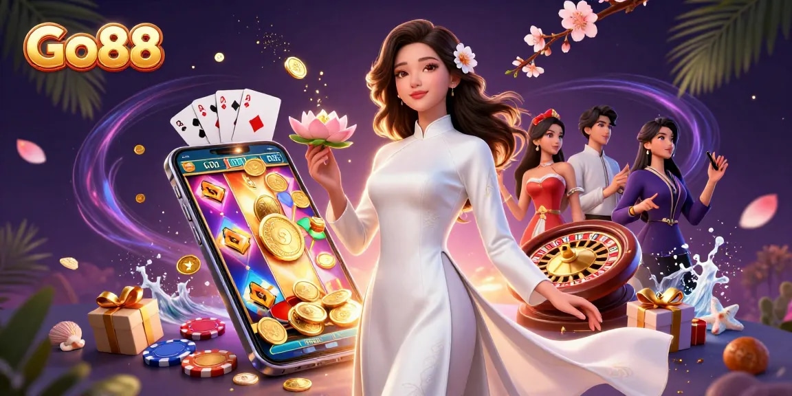 Experience the thrill of Go88 casino games with this vibrant scene full of action and winning moments.
