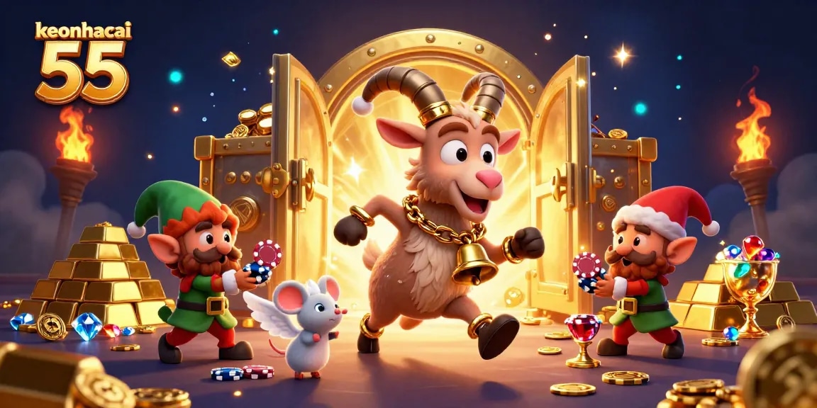 Players enjoy exciting moments at keonhacai 55 casino amid treasures and festive chaos.