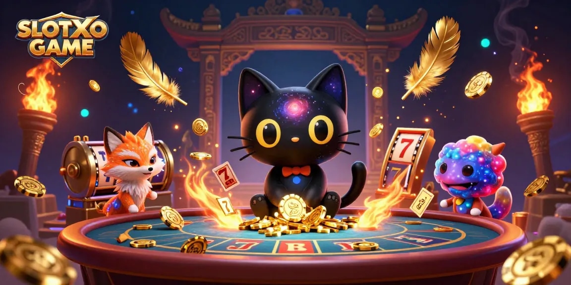 เล่นสล็อต SLOTXO GAME กับแมวหลุมดำและเพื่อนน่ารักในคาสิโนอวกาศที่เต็มไปด้วยสีสัน