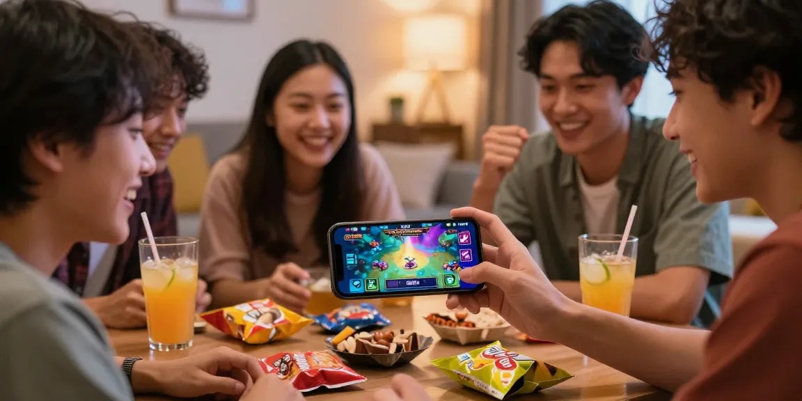 Friends enjoying a gaming session while 3 Patti Gold install interface is on display, showcasing social interaction and excitement.