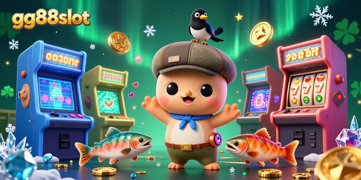 Play slots and win big at gg88slot with colorful 3D characters amid a vibrant casino setting.