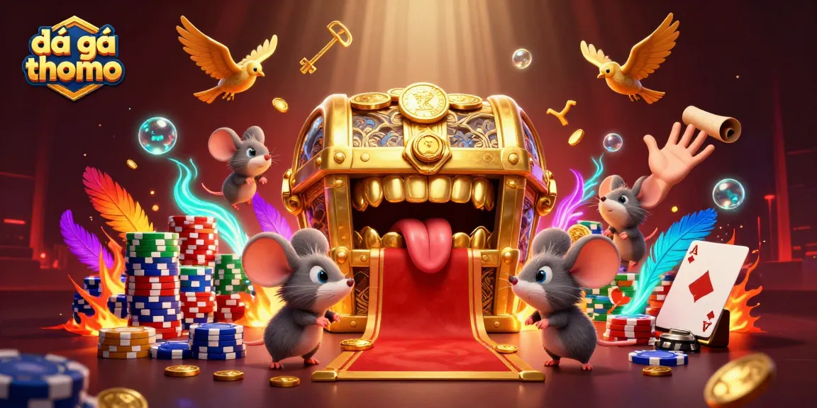 Engage in thrilling đá gà thomo action, featuring vibrant fighting arena elements and captivating visuals.