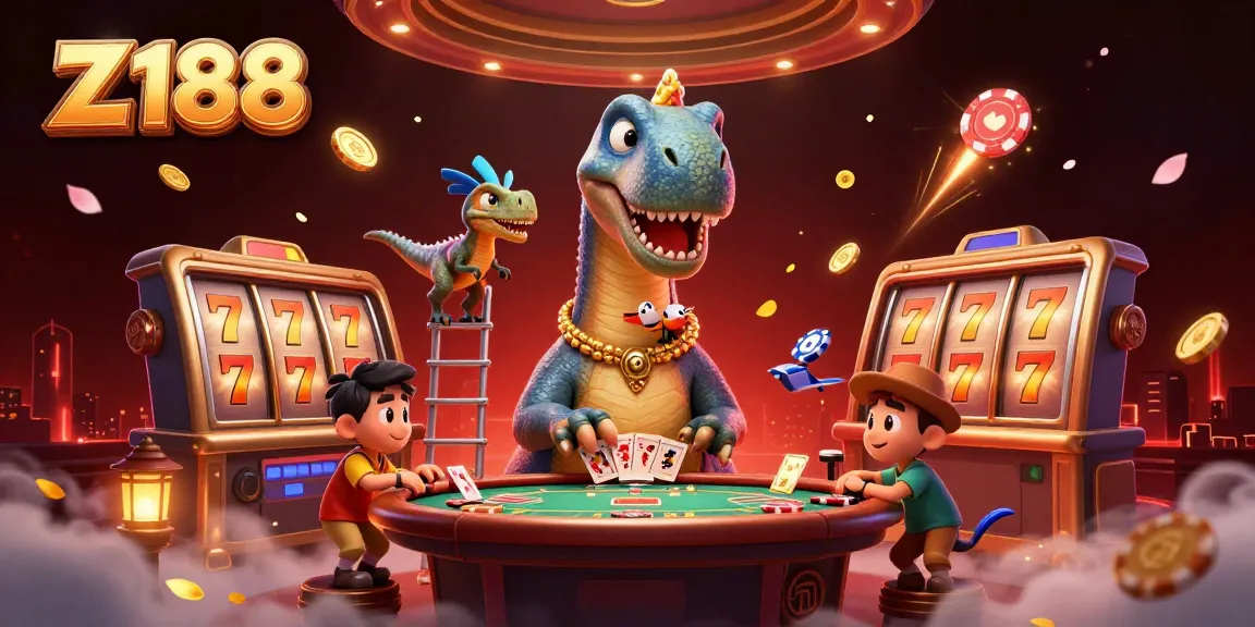 Experience Z188 with a unique illustration showcasing vibrant casino elements in a dynamic scene.