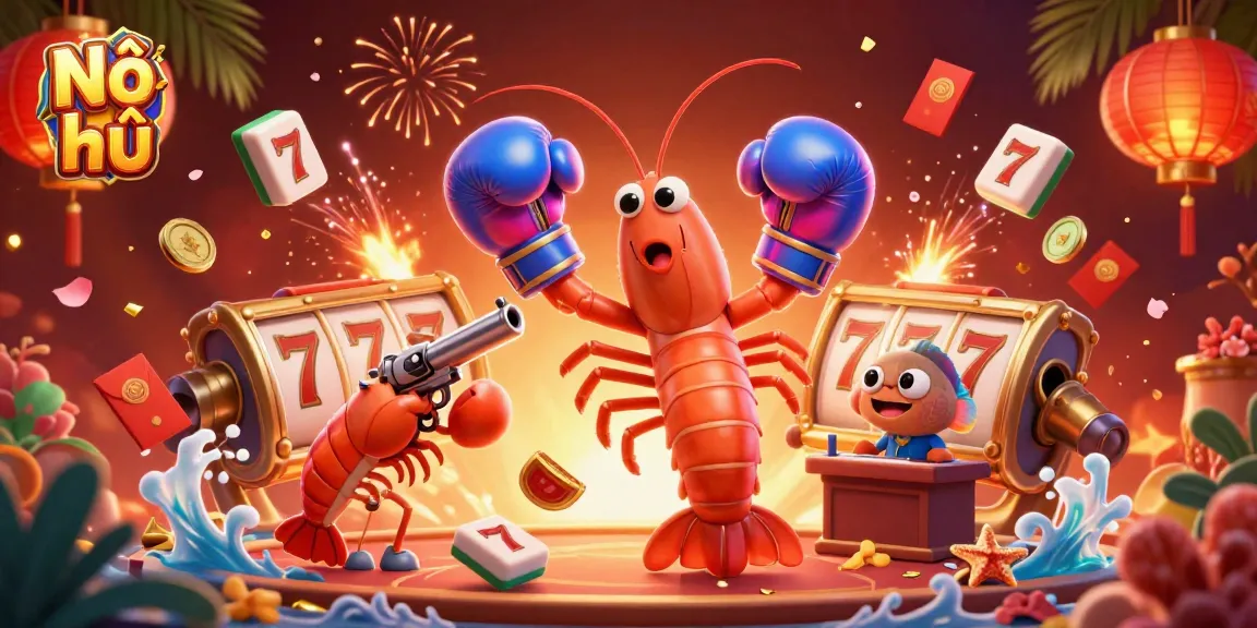 Nổ hũ slot game dynamic scene with vibrant characters and lucky symbols in 3D.