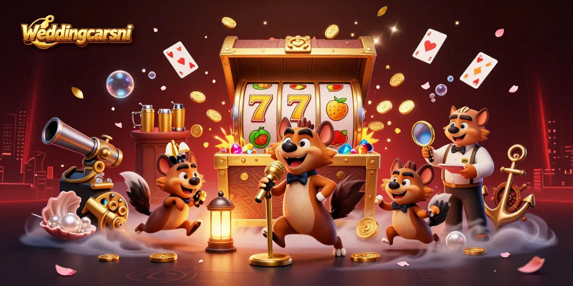 weddingcarsni hyenas entertain in a vibrant casino scene showcasing slots and comedic ambiance