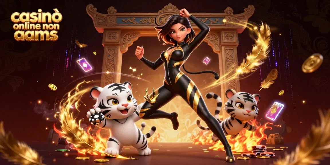 Scopri l'emozione dei casinò online non aams attraverso un'illustrazione 3D vivace con elementi di gioco e personaggi.