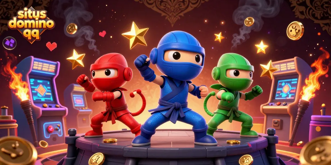Experience the thrill of gaming on situs domino qq with a dynamic team of ninja chameleons showcasing martial arts.