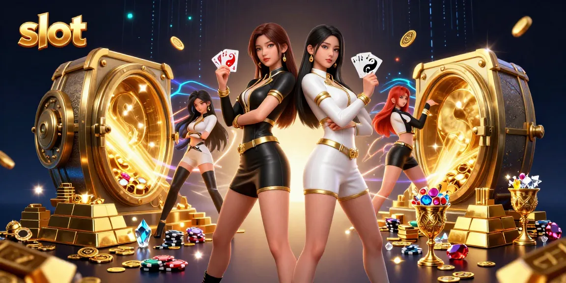 Experience thrilling slot gameplay with twin elegant women enjoying their winning moments.