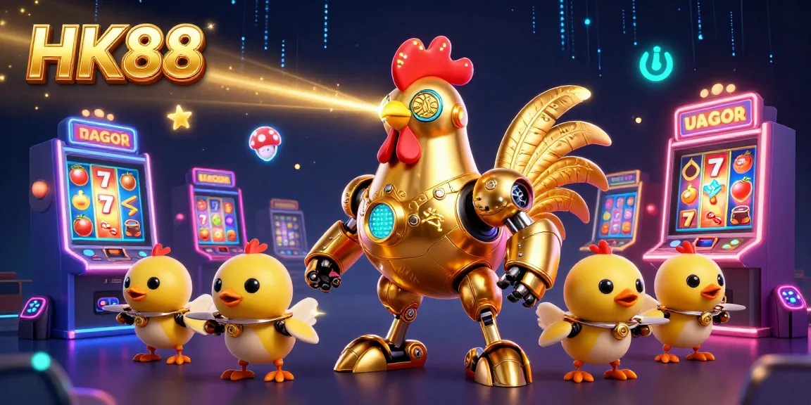 Engage in thrilling slot games at HK88 with vibrant reels and laser-engraved golden patterns.
