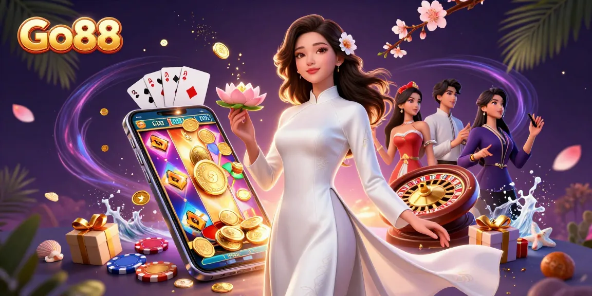 Experience the thrill of Go88 casino games with this vibrant scene full of action and winning moments.