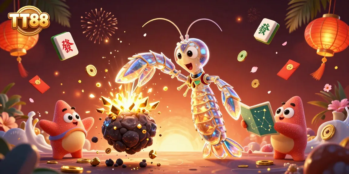 Experience the excitement of TT88 with a vivid scene of winning coins and animated casino elements.