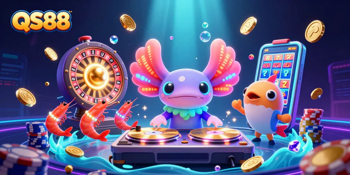 Experience thrilling wins at QS88 with an energetic underwater DJ show featuring dynamic casino elements.