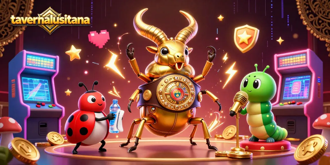 Experience the excitement at tavernalusitana with a vibrant 3D illustration of animated characters in a lively casino setting.