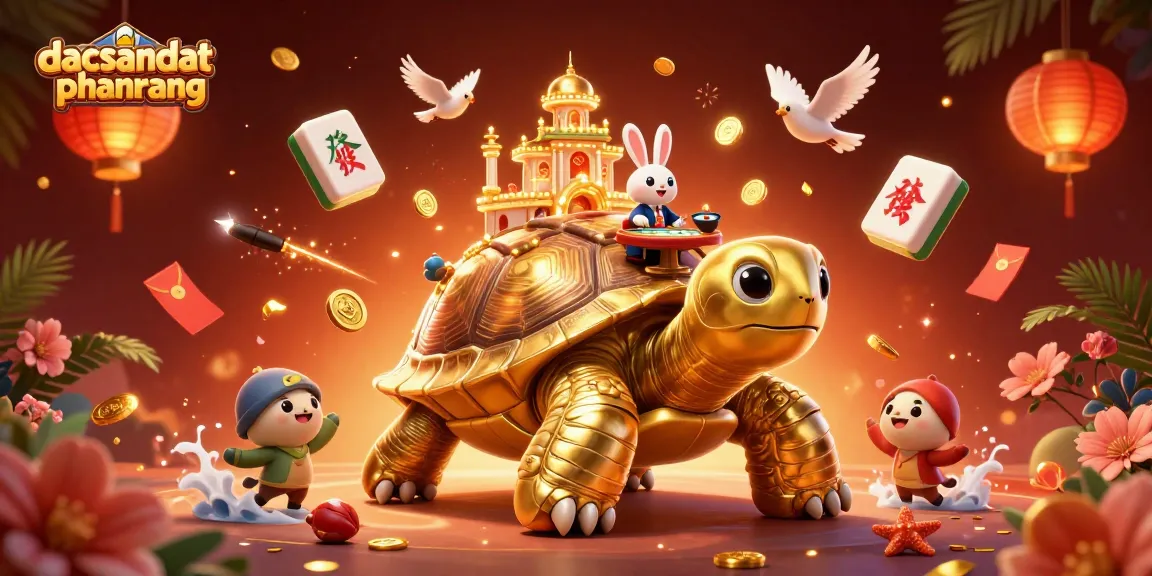 Engaging illustration of dacsandatphanrang showcasing a golden tortoise casino with festive elements.