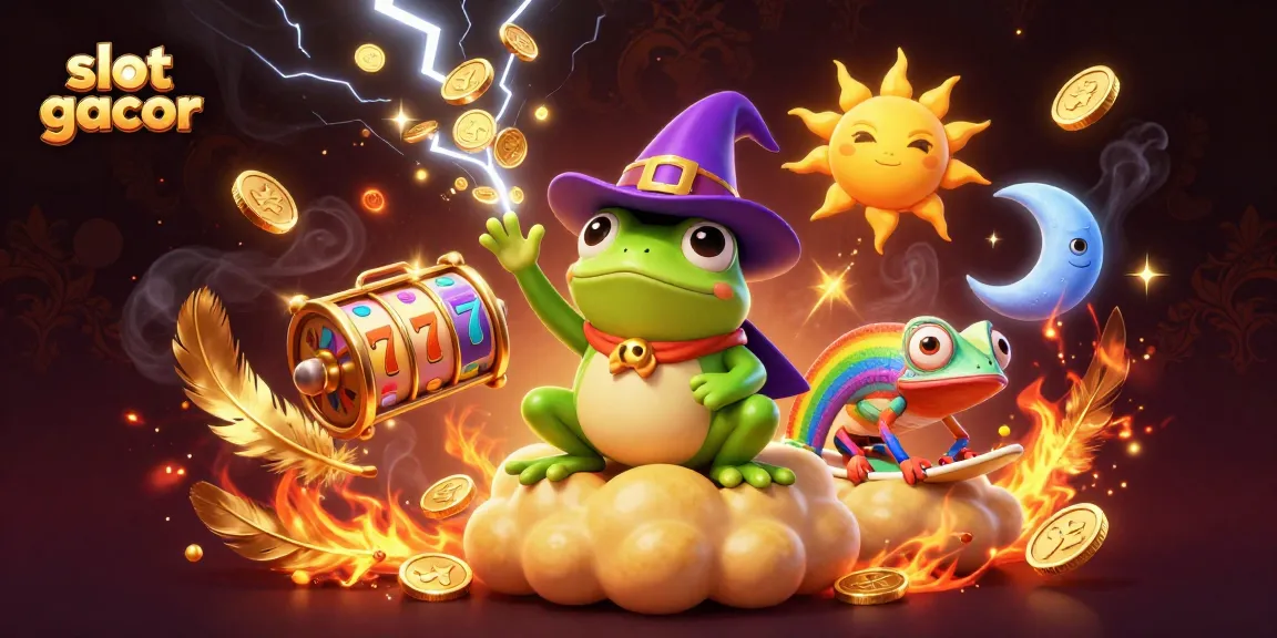 Experience the thrill of slot gacor with winning symbols and magical creatures in a vibrant, dynamic scene.