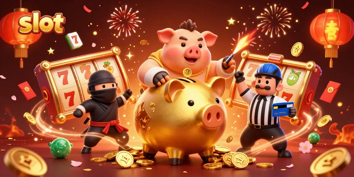 Menangkan slot dengan berbagai simbol menarik seperti lucky 7 dan buah dalam ilustrasi kasino yang meriah.