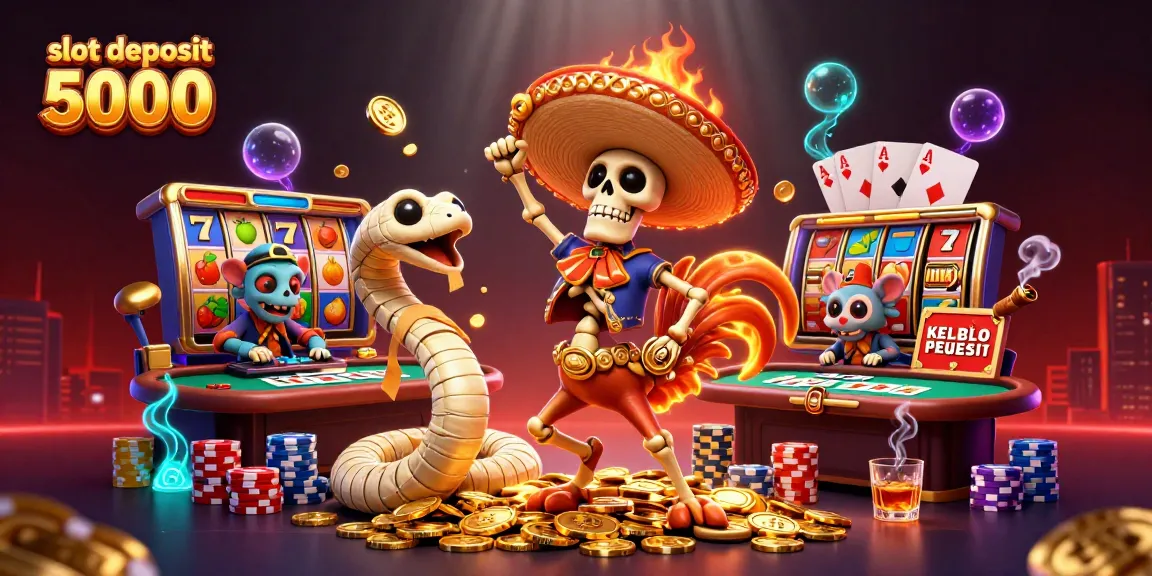 Engage in thrilling slot deposit 5000 gameplay with vibrant characters and dynamic casino elements.