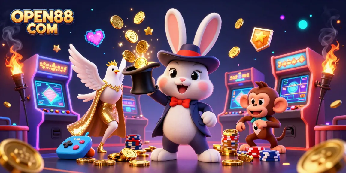 Play thrilling games at OPEN88 COM featuring 3D characters in a dynamic casino scene