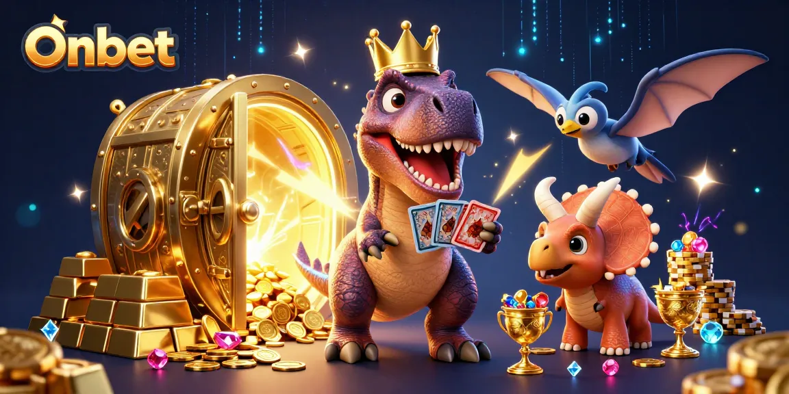Experience the excitement of Onbet with engaging characters, vibrant casino elements, and dynamic visual effects.