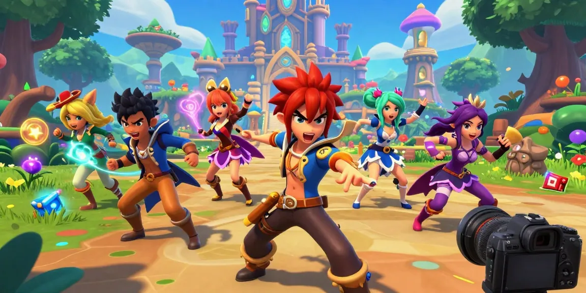 Engaging scene from a 3d hentai game featuring diverse characters in a colorful fantasy world.