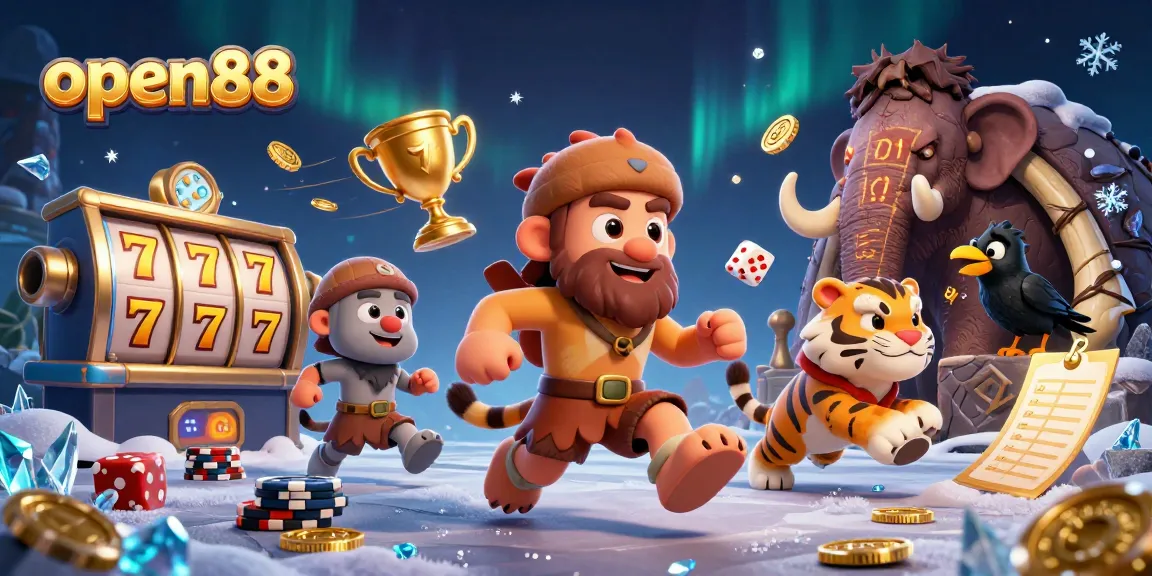 Play slots and win big at open88's dynamic casino scene featuring unique prehistoric characters.
