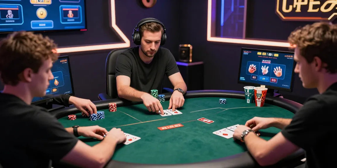 Engaging Poker Idn Terpercaya scene with players intensely focused on their games, showcasing excitement in a modern online gaming environment.