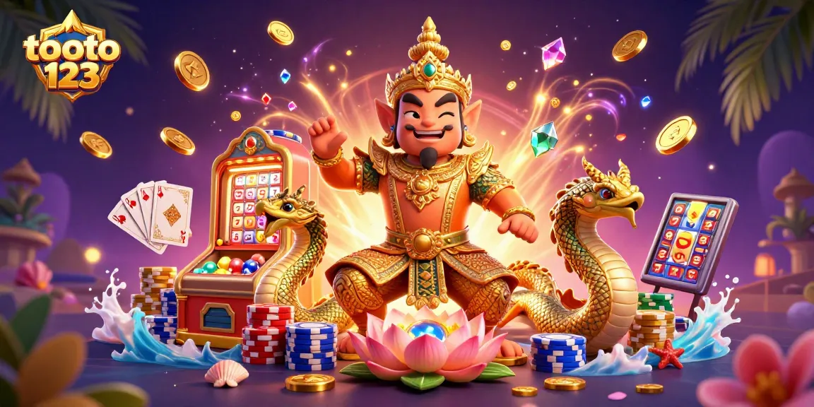 Experience thrilling gameplay with toto123, featuring a vibrant scene packed with casino elements and characters.