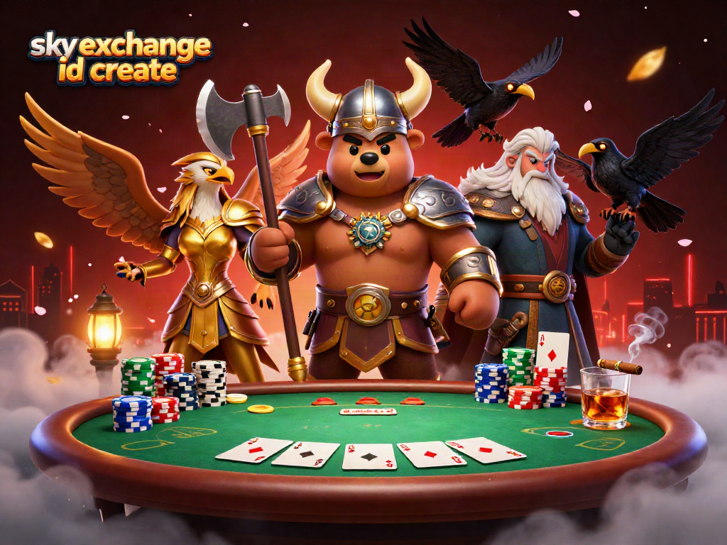 Experience the thrilling action of sky exchange id create with colorful poker elements and engaging characters.