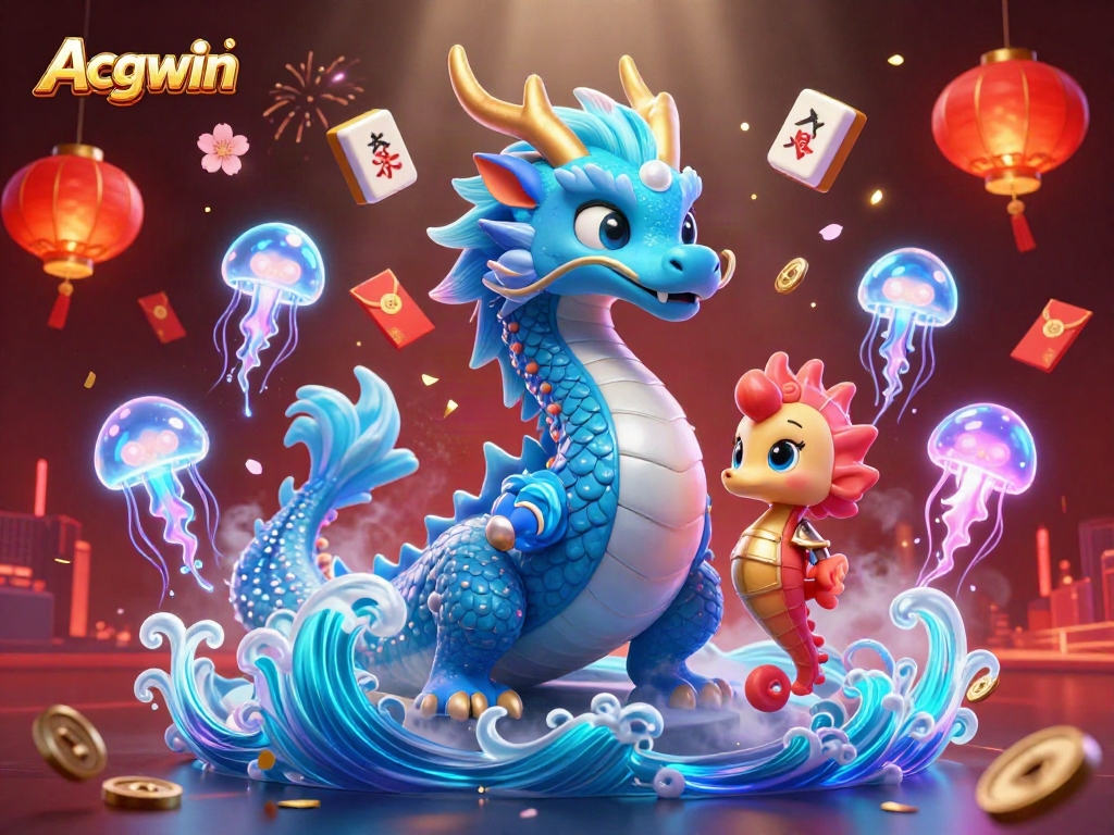 Engage in the dynamic world of gambling with Acgwin's immersive casino illustration featuring a majestic water dragon.