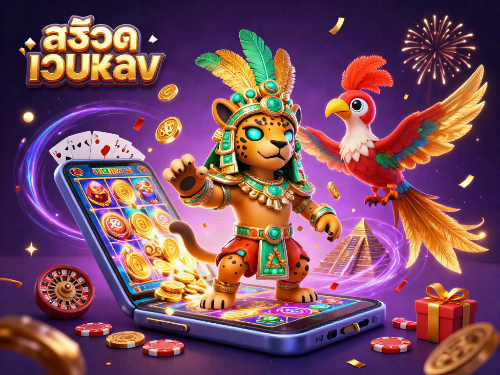 Experience excitement with สล็อตเว็บตรง in this vibrant 3D casino scene featuring dynamic gameplay elements.