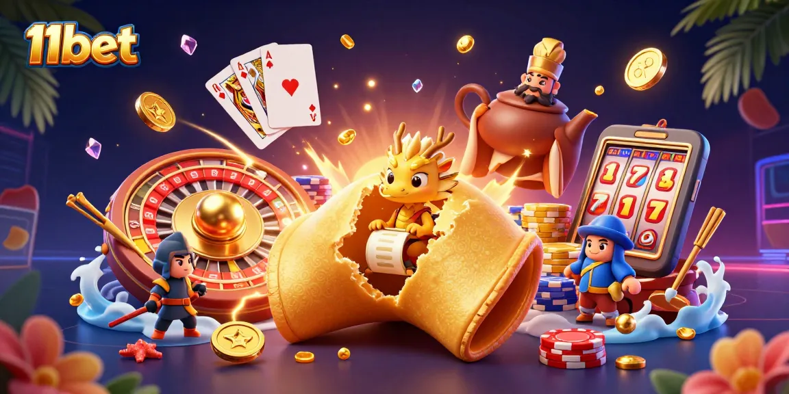 Engage in thrilling gameplay at 11bet with an exciting casino scene featuring a wise dragon amongst riches.