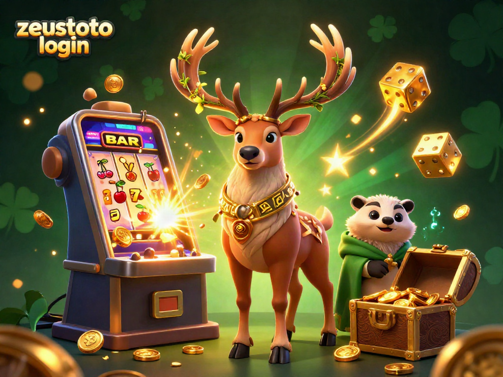 Spin the reels with zeustoto login to win big in this vibrant casino celebration scene.